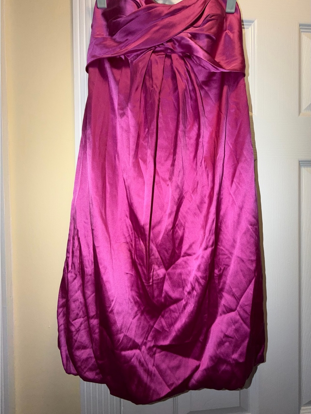 Nicole Miller Fuchsia silk Bubble-Hem Midi Skirt